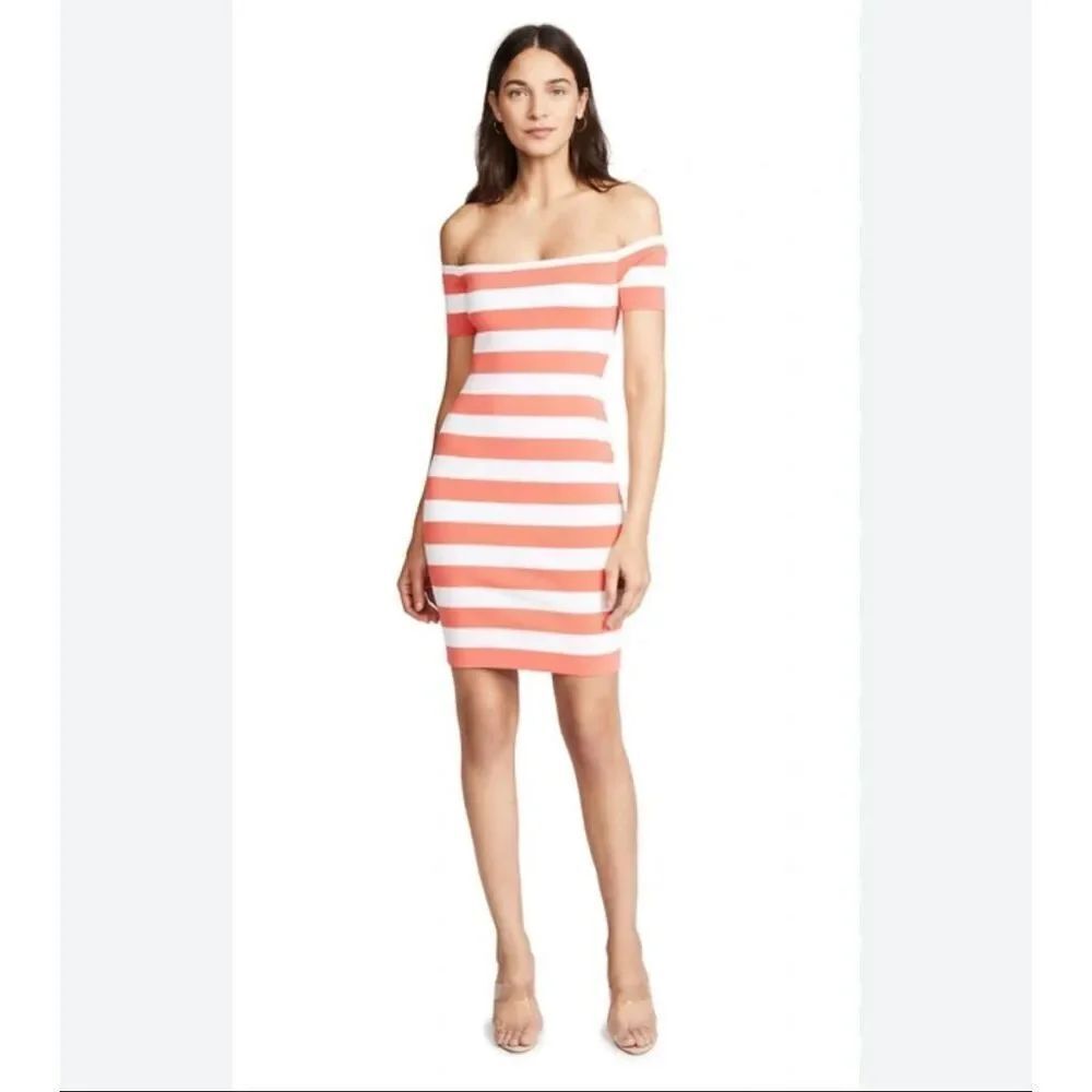 Ronny Kobo Eviva Dress In Orange/white size small